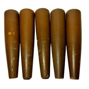 Vintgae MCM Furniture Legs Atomic Wood 5 Count Round Wooden Distressed 7.75"